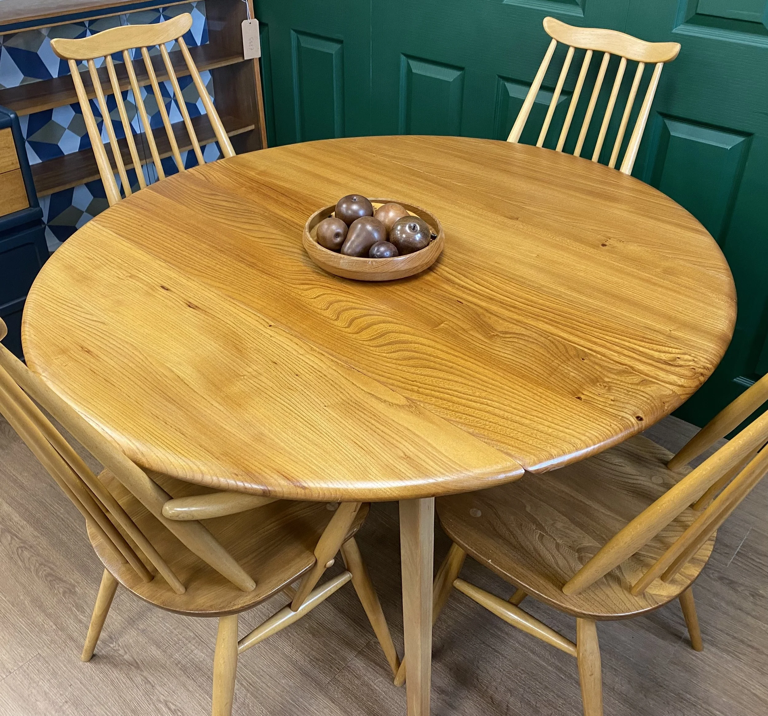 Ercol drop-leaf table and chairs (model 383)