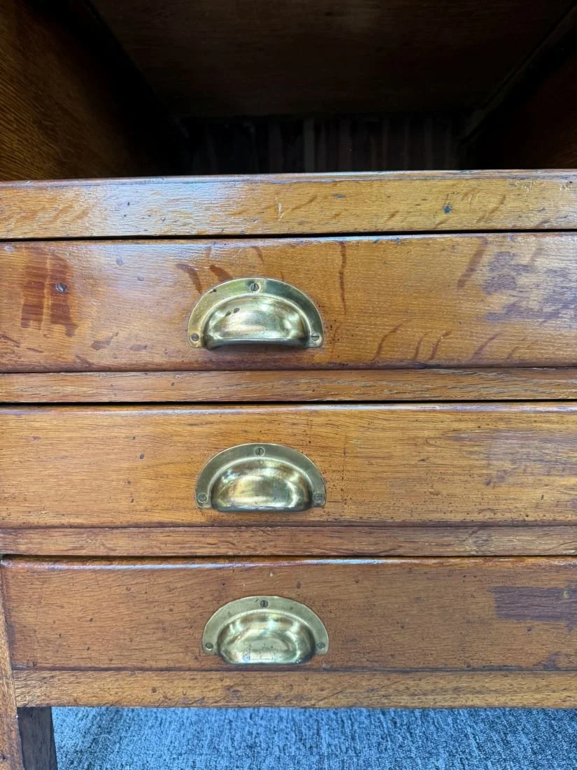 Mid century 1960s solid oak architect artist plan chest kitchen island