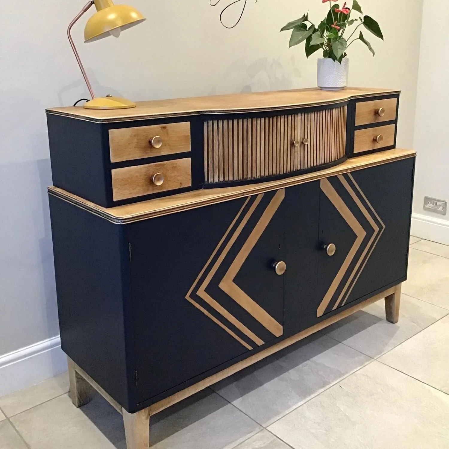 vintage sideboard with tambour doors