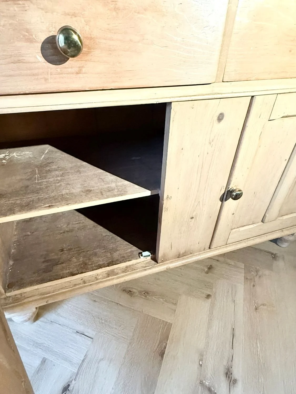 Antique Victorian rustic farmhouse pine sideboard dresser
