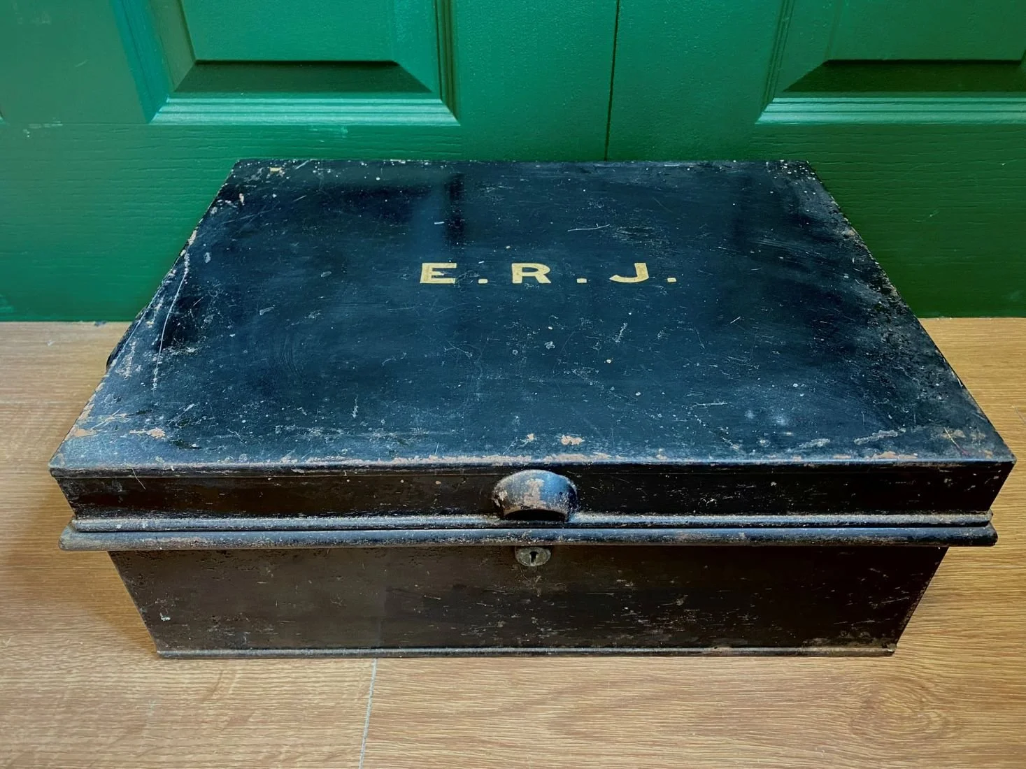 Antique black enamel storage box 2.jpg