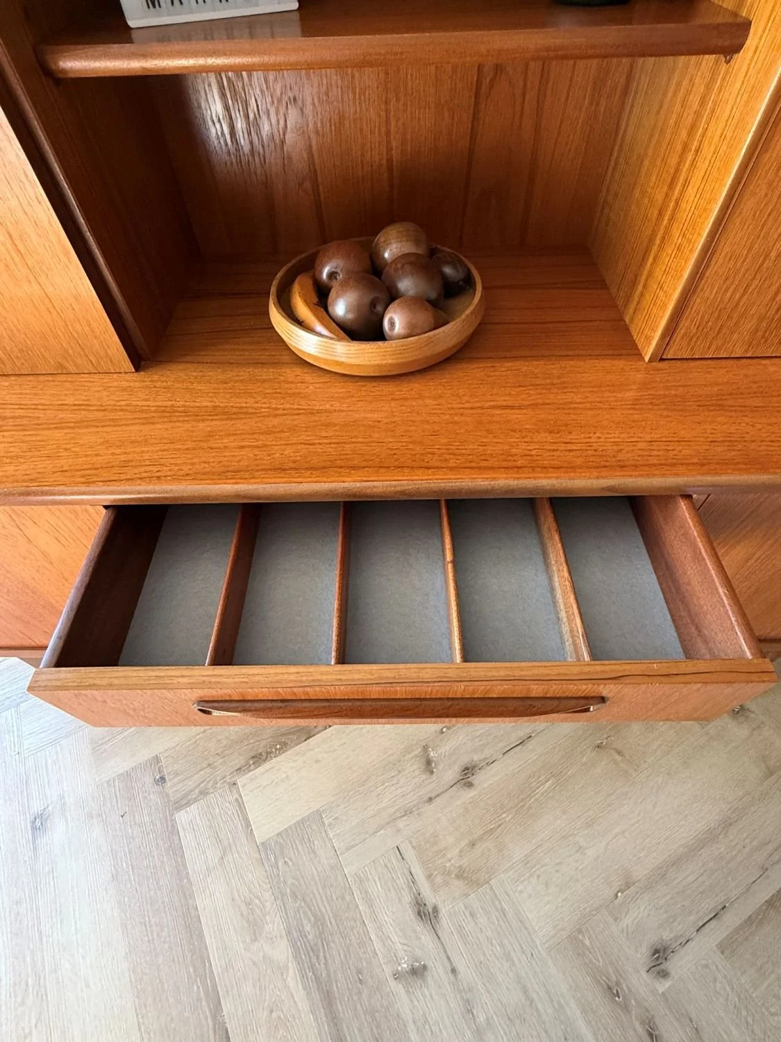 Restored mid century 1960s G Plan Fresco teak highboard cocktail drinks cabinet sideboard