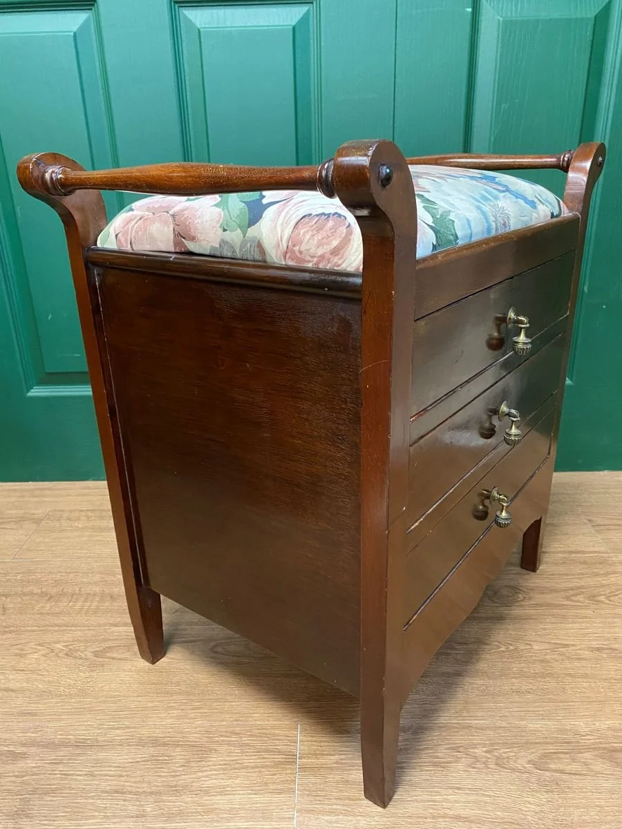 Antique Edwardian Mahogany Piano Stool with Drawers