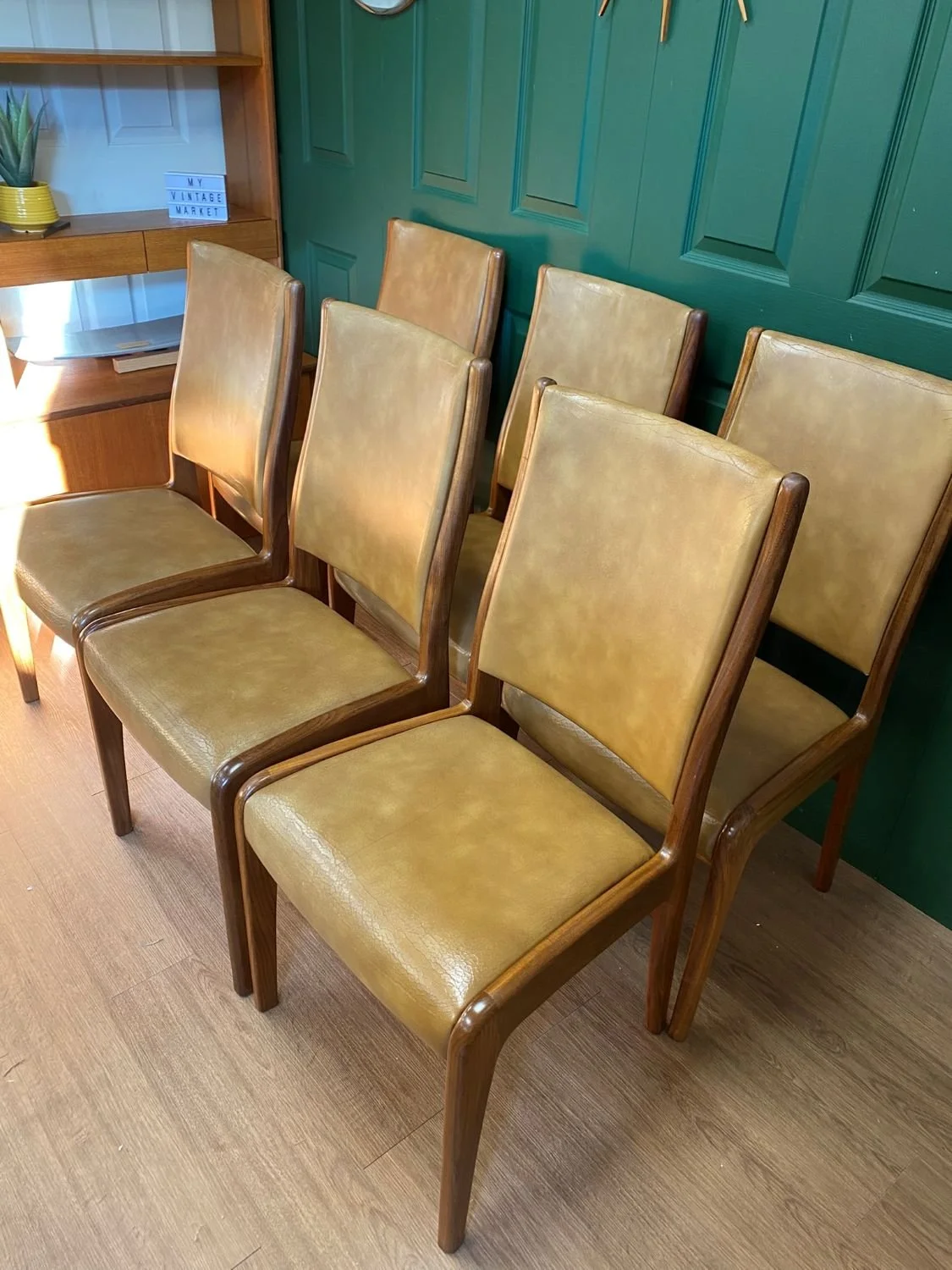 1960s G Plan Fresco solid teak extending dining table and six chairs mid century