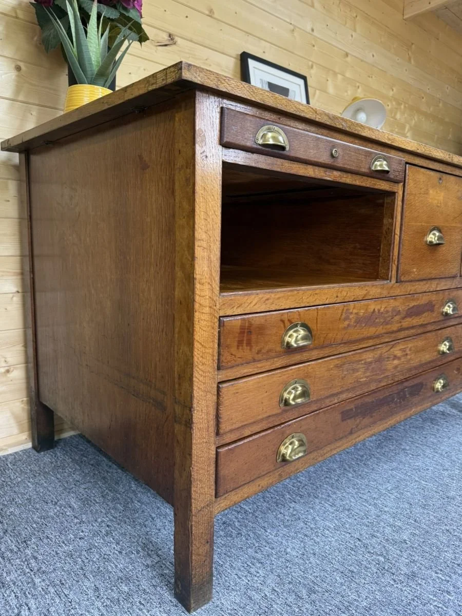 Mid century 1960s solid oak architect artist plan chest kitchen island