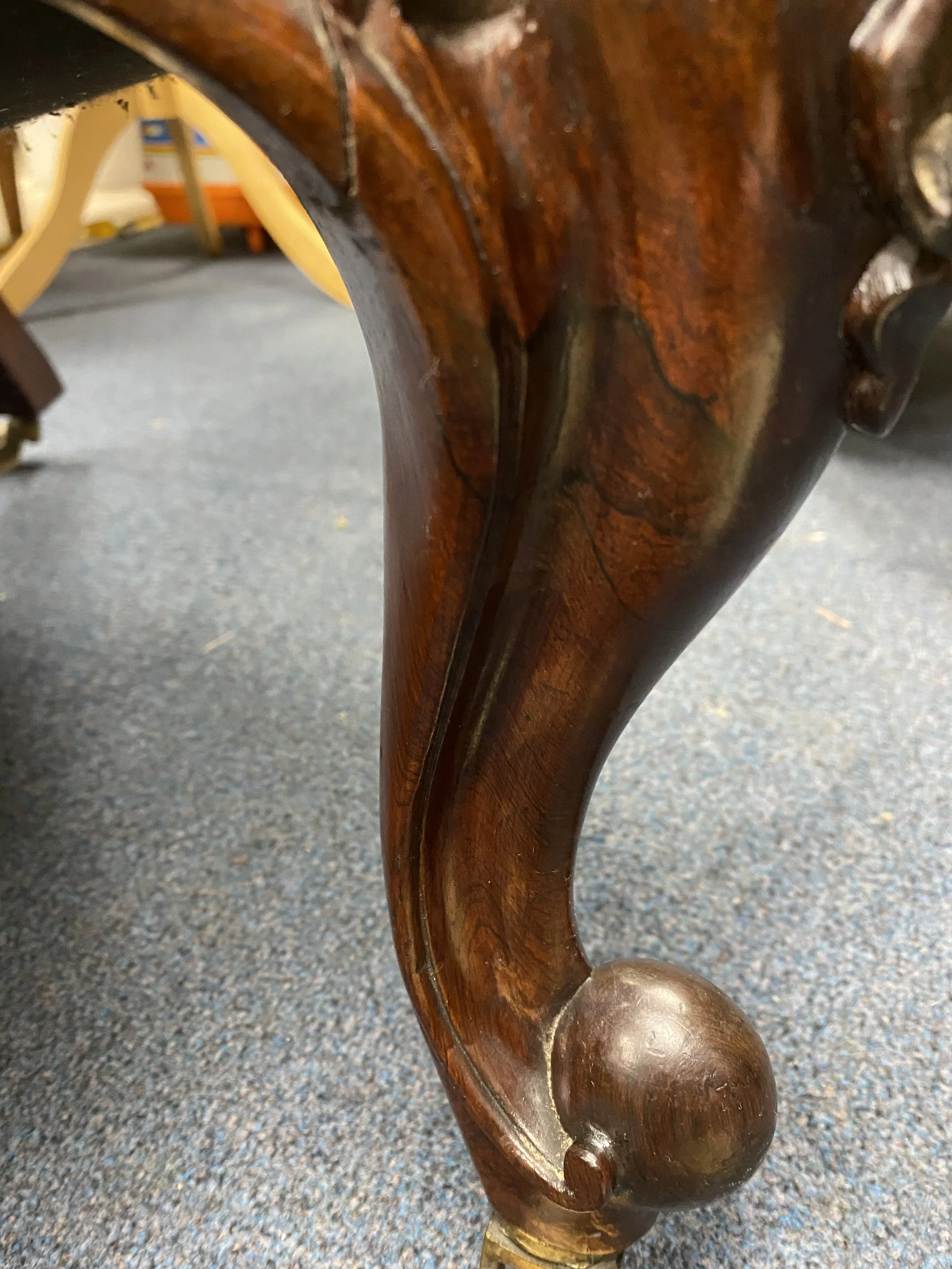 Antique 19th Century Victorian Ornate Carved Solid Walnut Framed Button Back Armchair, For Reupholstering