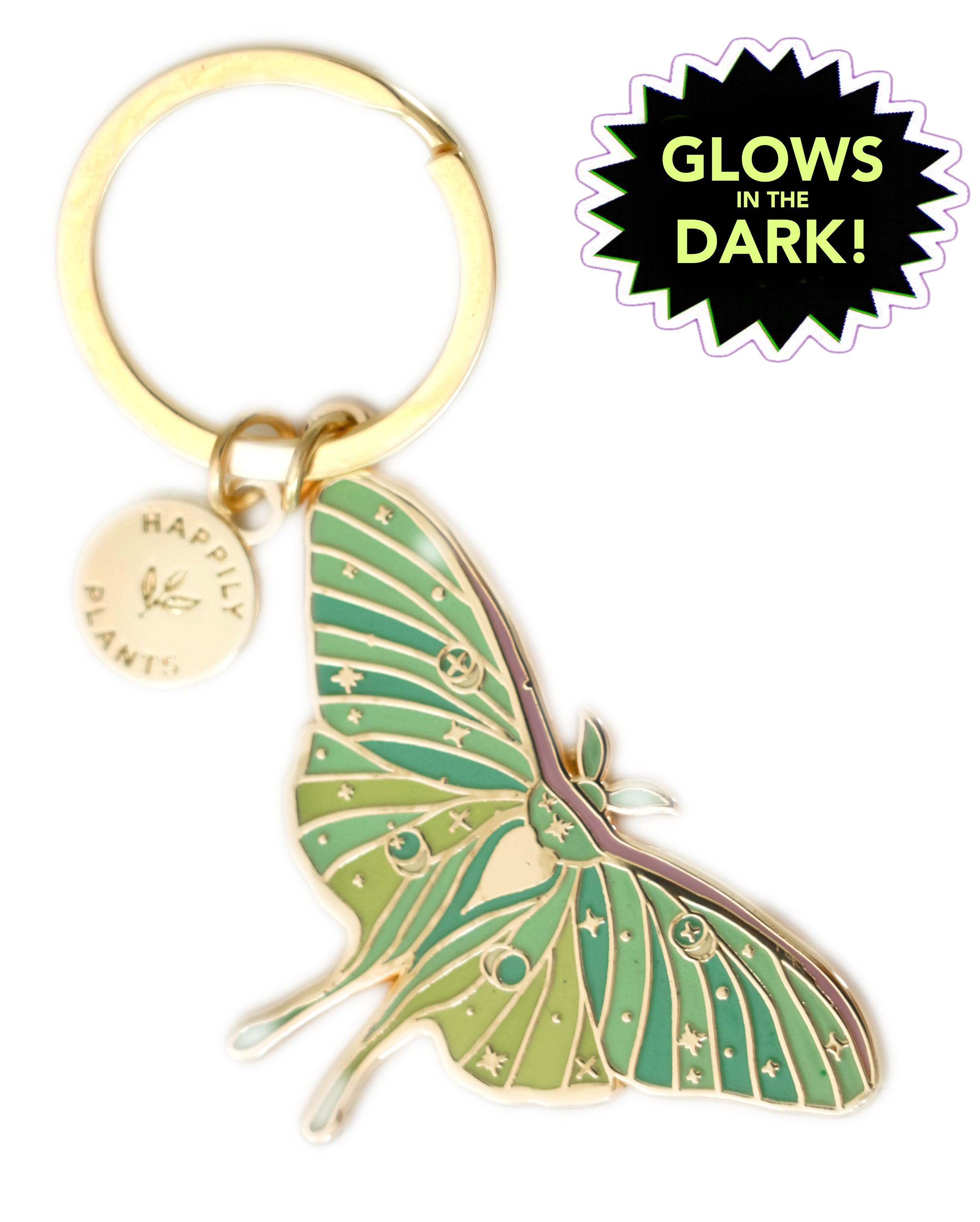 Luna Moth Keychain - Glow in The Dark!