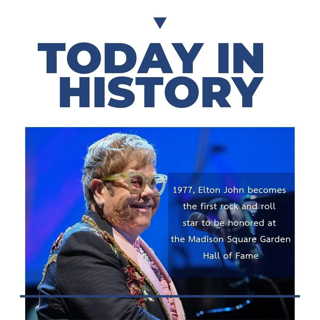 On October 1st 1977, Elton John was the first musician to be inducted in the Madison Square Garden Hall of Fame, also the first non athlete to be honored! What's your favorite Elton John song?