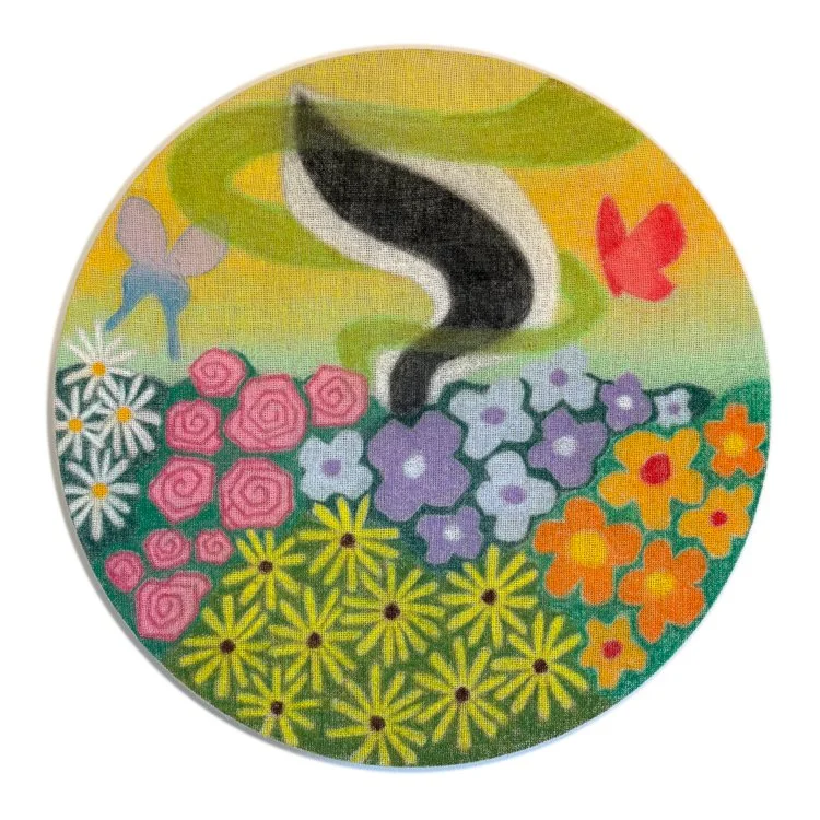 "Monsieur Dans Les Fleurs"
soft pastel on burlap, 24" tondo
2026