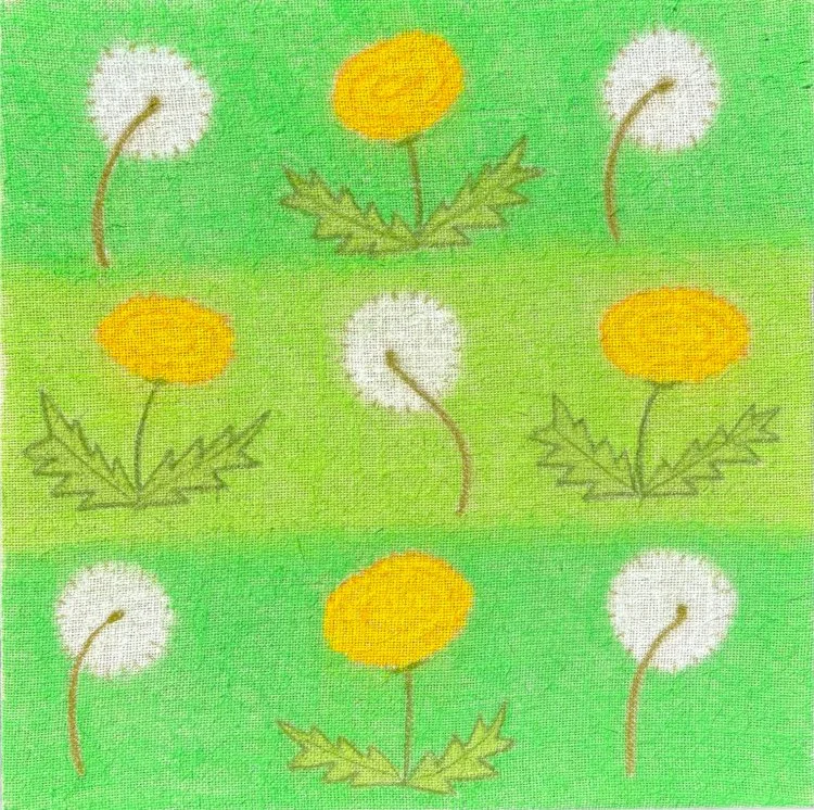 "Dandelion" 
soft pastel on burlap, 18" x 18"
2026