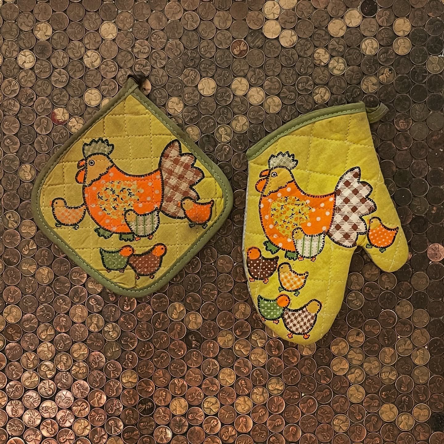 I stumbled upon these adorable potholders while picking at a house the other day. Some are handmade with love, and others are store-bought treasures, but they&rsquo;re all as unique as your grandma&rsquo;s secret cookie recipe! 

Which one do you thi