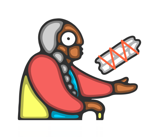 Image of Indigital artwork of Indigenous Elder working with tech