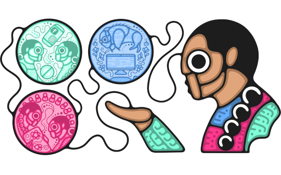 Indigenous person gathering knowledge of online tech