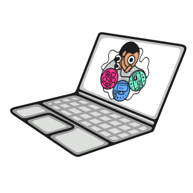 Cartoon Laptop with IndigiTECH logo wallpaper