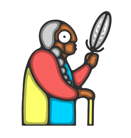 Indigitech image depicting an Indigenous Elder holding a feather