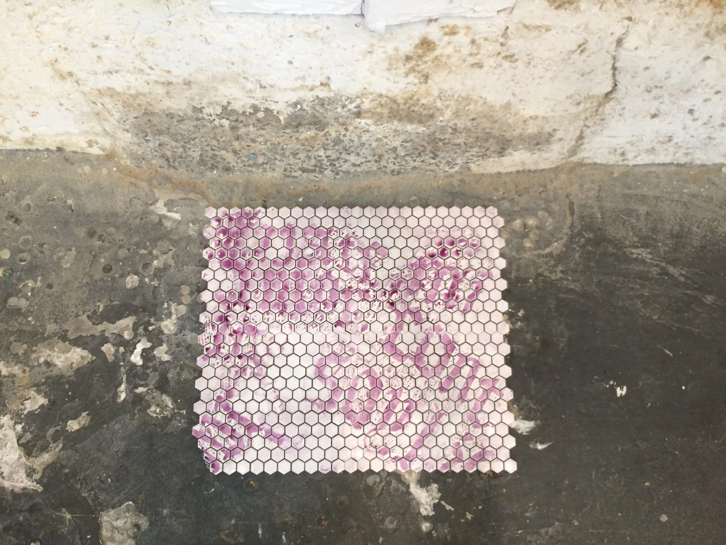 Fíjate mi amor (contigo soy libre) 
Installation view
2022
2’ x 2’
Cochineal ink and gesso on industrial
ceramic tile