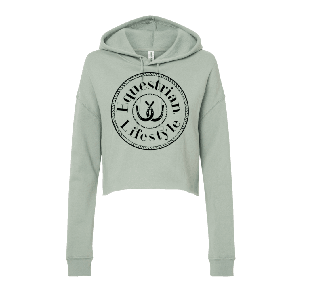 Cropped Equestrian Hoodie in Sage – Horseshoe Graphic