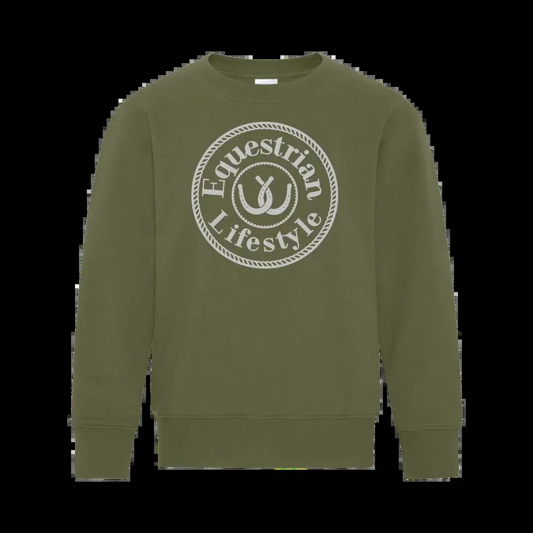 Youth Equestrian Lifestyle Olive Crewneck Sweatshirt - Equestrian Lifestyle Clothing