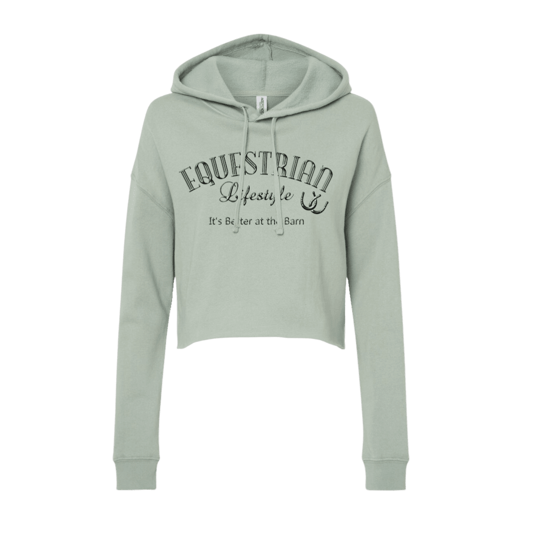 Sage Cropped Hoodie – Equestrian Lifestyle Phrase Design - Equestrian Lifestyle Clothing