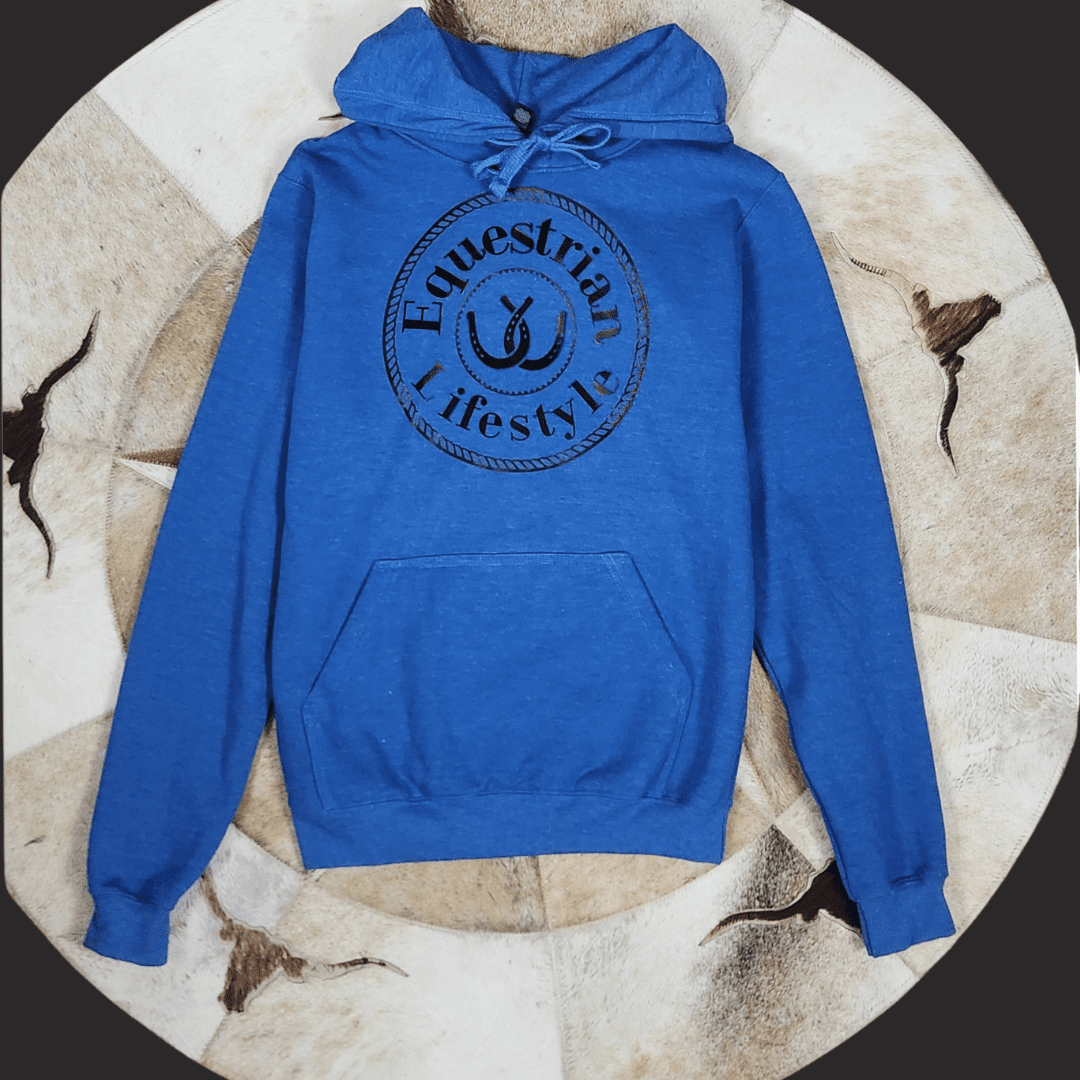 Heather Royal Hoodie- Horseshoe - Equestrian Lifestyle Clothing