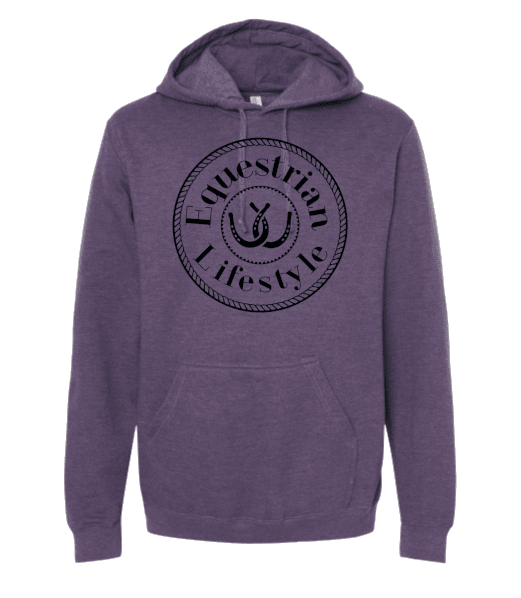 Horseshoe Design on a Heather Purple Hoodie - Small - Equestrian Lifestyle Clothing