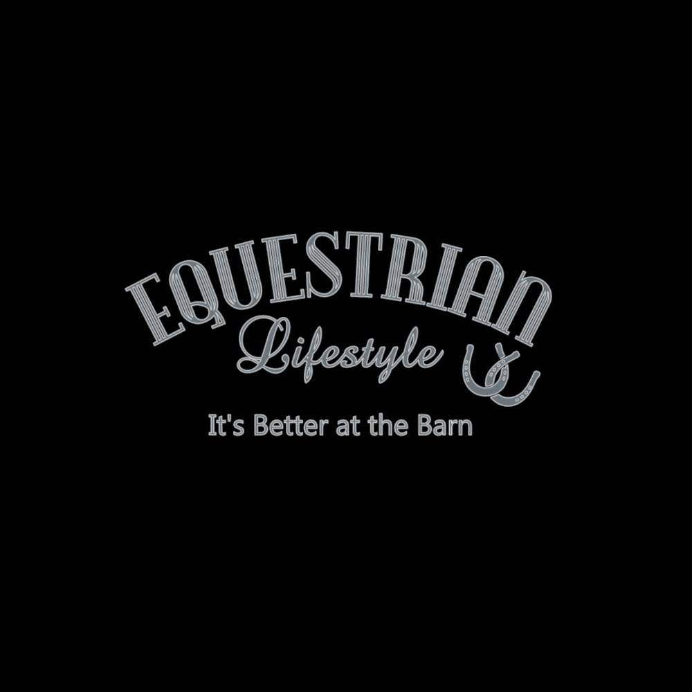 Jet Black Heather Equestrian Hoodie – Steel Blue Phrase - S, XL - Equestrian Lifestyle Clothing