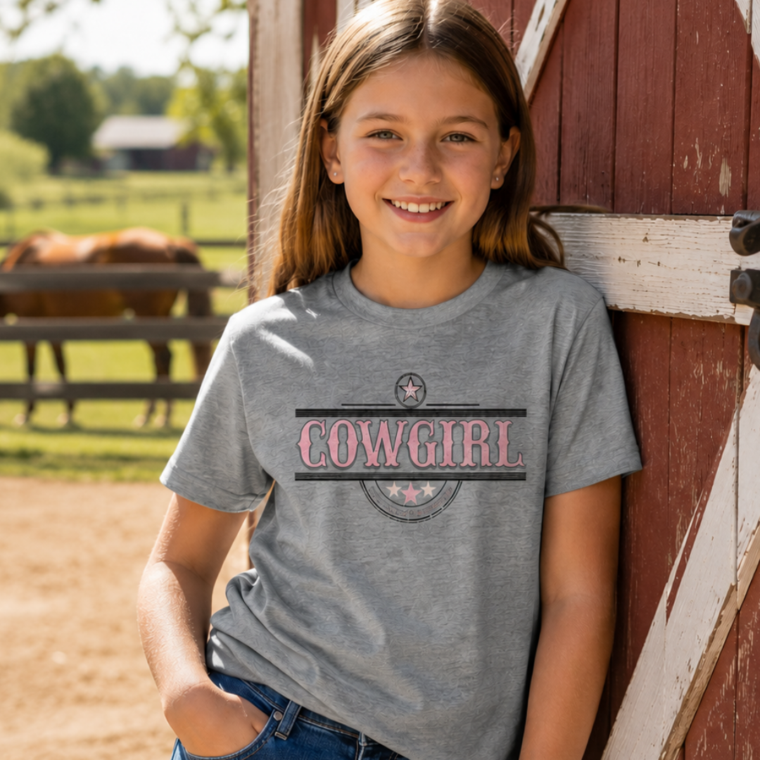 Youth Cowgirl T-Shirt – Vintage Western Horse Tee for Girls - Equestrian Lifestyle Clothing