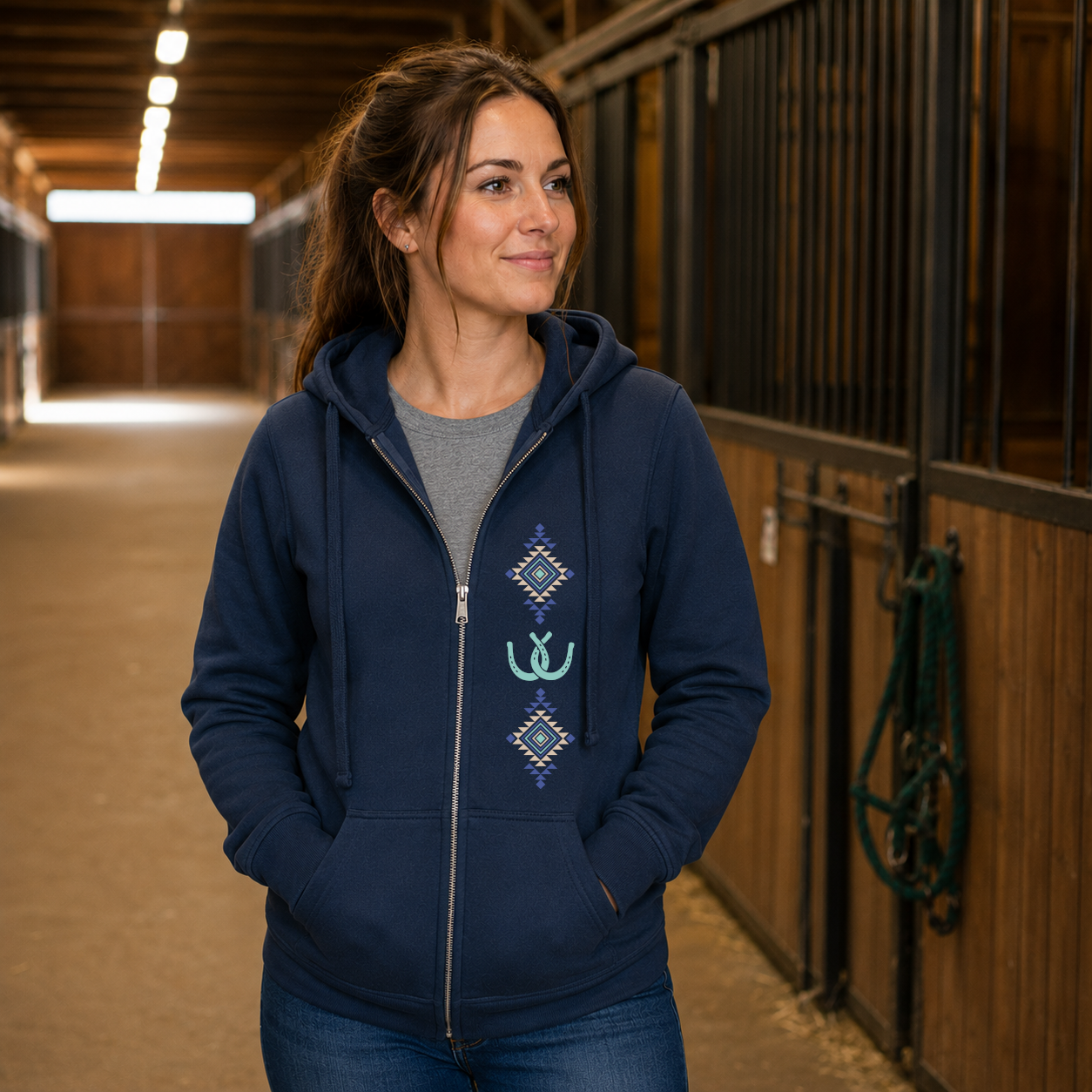 Aztec Vibes Zip Hoodie - Equestrian Lifestyle Clothing