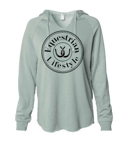 California Wave Hoodie in Sage – Equestrian Lifestyle Horseshoe Design - XS