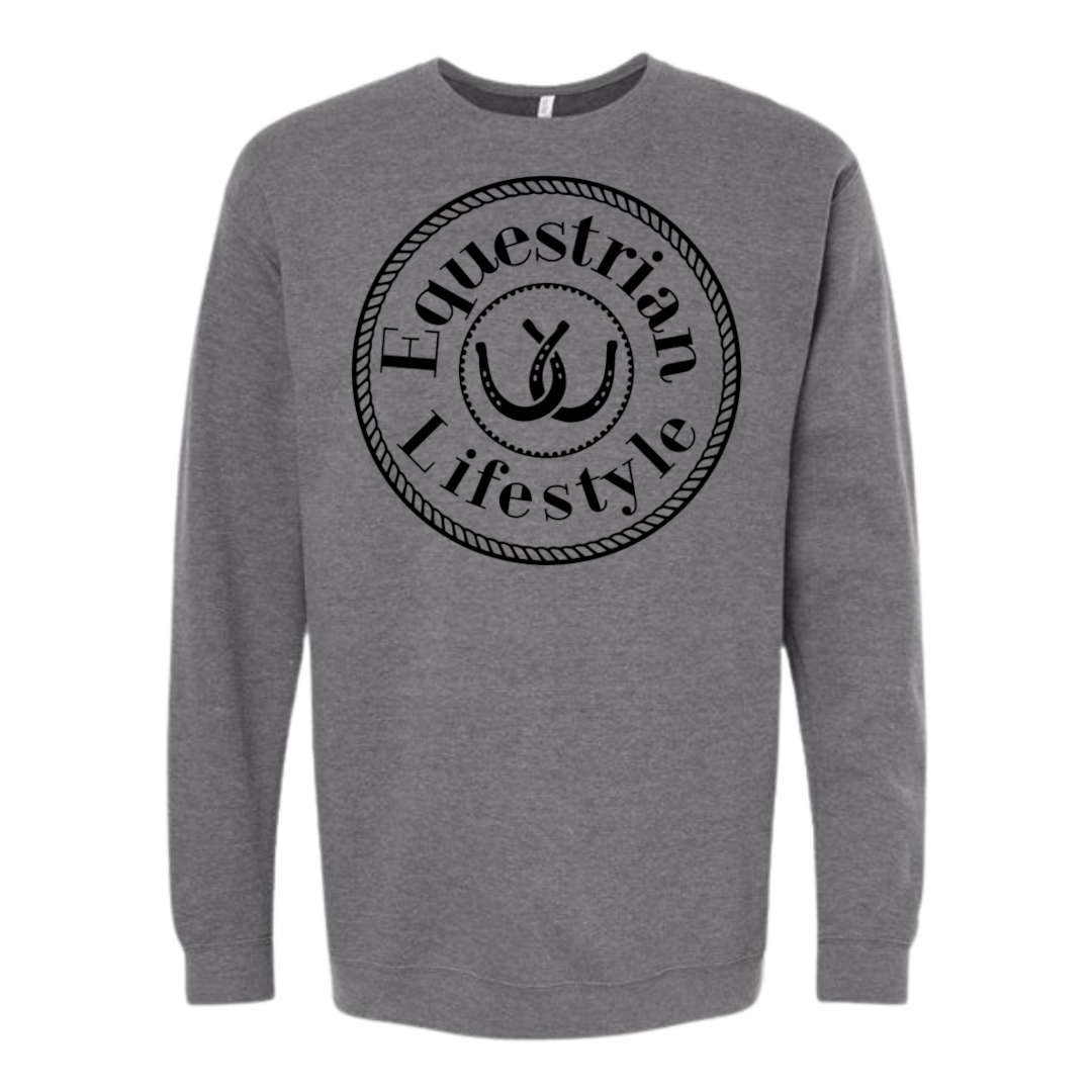 Equestrian Lifestyle Heather Grey Crew:  S, 3XL