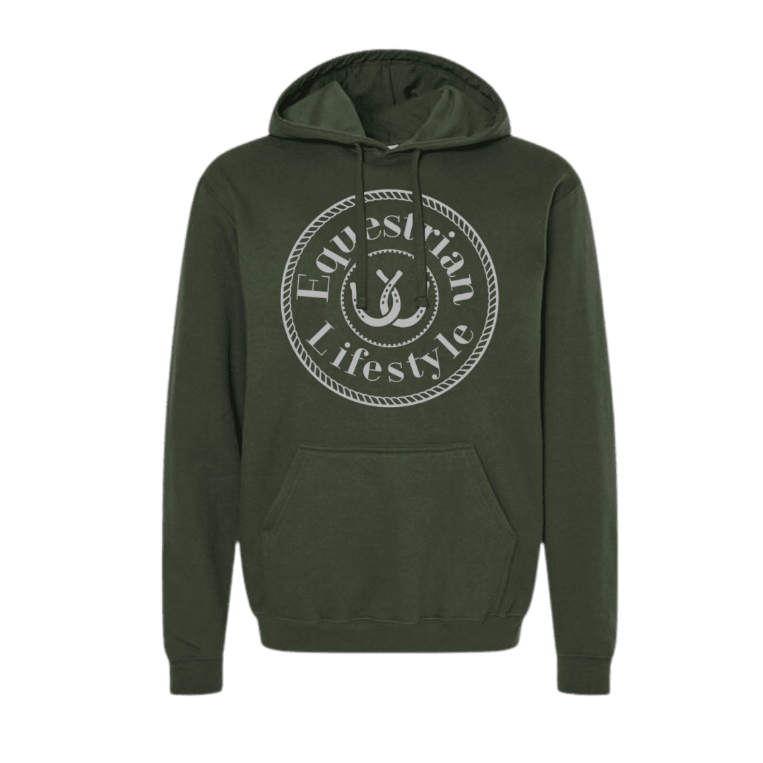 Equestrian Lifestyle Forest Green Hoodie – Signature Horseshoe Design