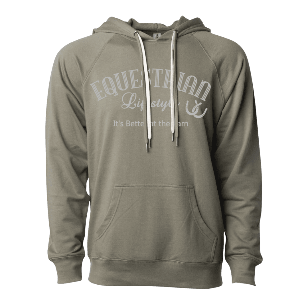 Equestrian Lifestyle Olive Phrase Hoodie – Lightweight Terry - M, XL