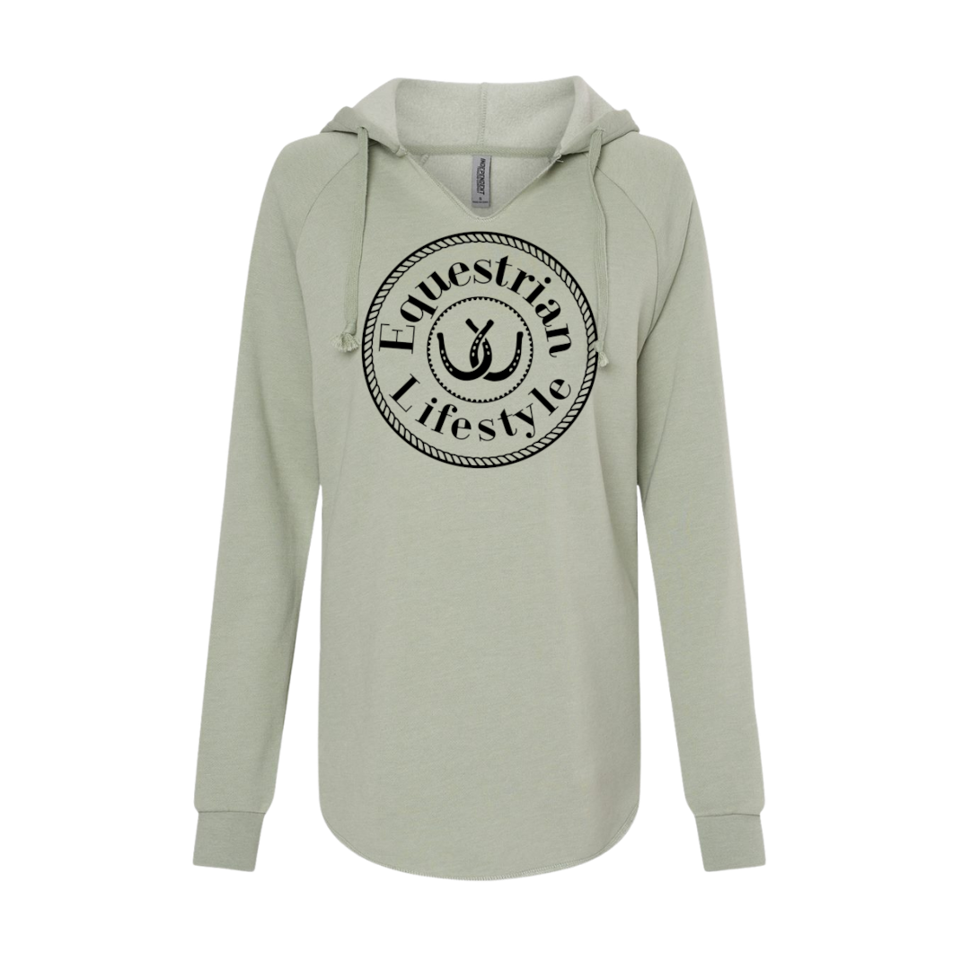 California Wave Equestrian Hoodie in Sage; 2 Designs - Equestrian Lifestyle Clothing