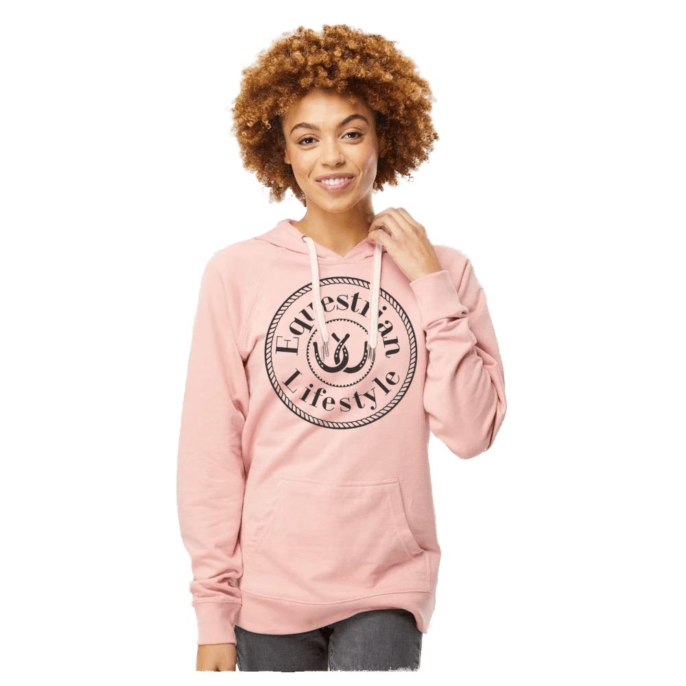 Lightweight Blush Hoodie – Signature Horseshoe by Equestrian Lifestyle - 2XL - Equestrian Lifestyle Clothing