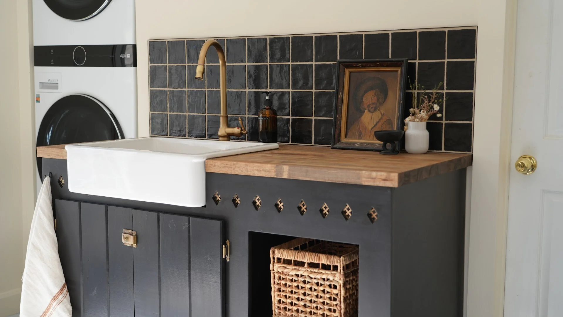 Custom Laundry Cabinet with IKEA Sink for Utility Room
