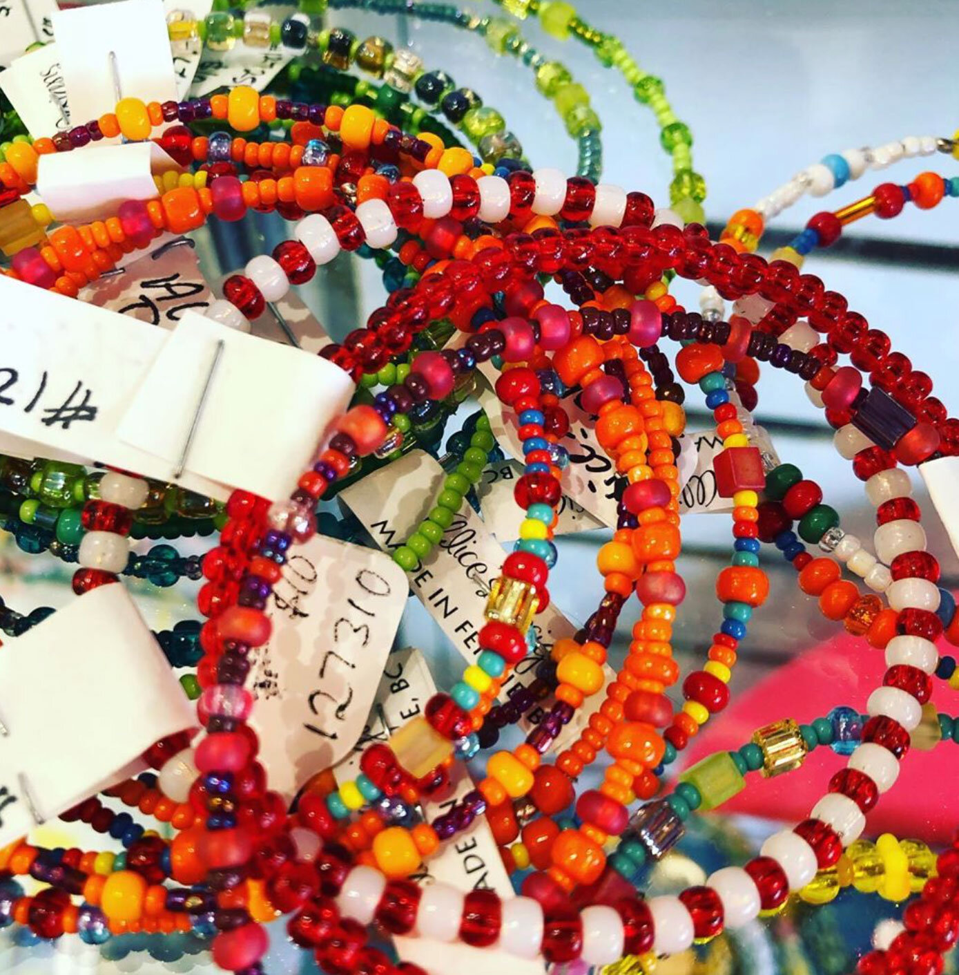 Alice Byrne bead jewellery and paintings at Fernie Arts Co-op