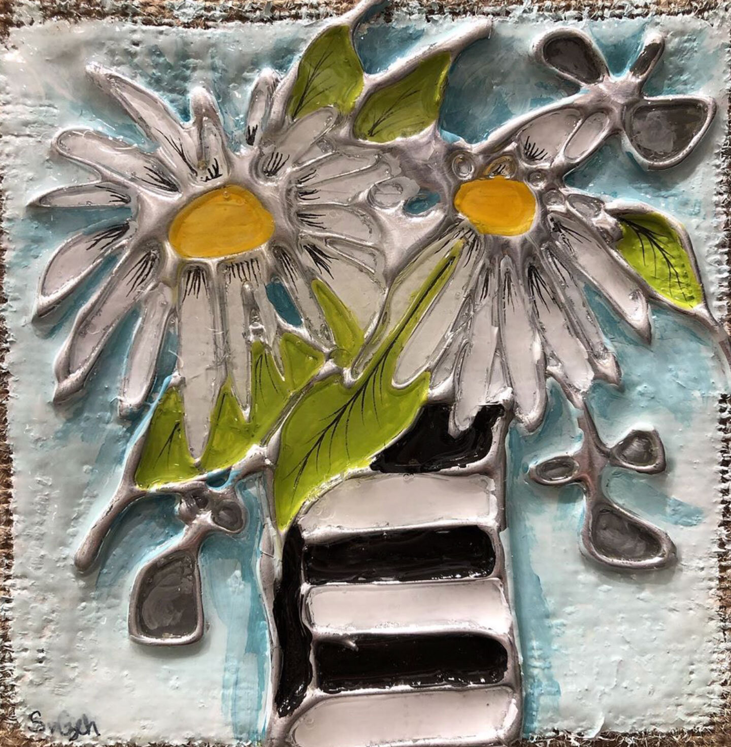 Painter, floral vase still life, by Shar Czeh in Fernie, BC Canada