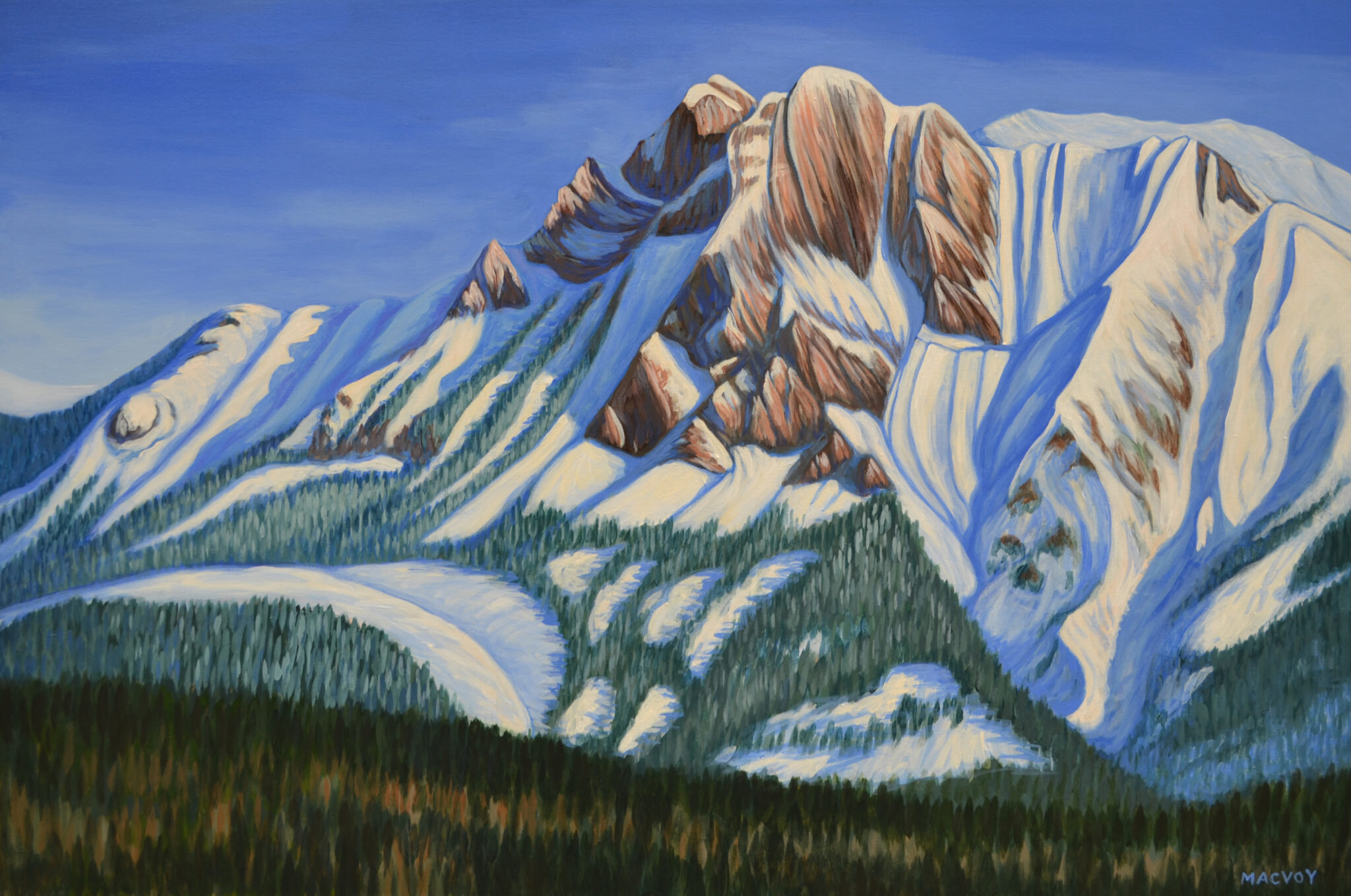 Melanie MacVoy Canadian landscape painter at Fernie Arts Co-op, art gallery downtown Fernie, BC