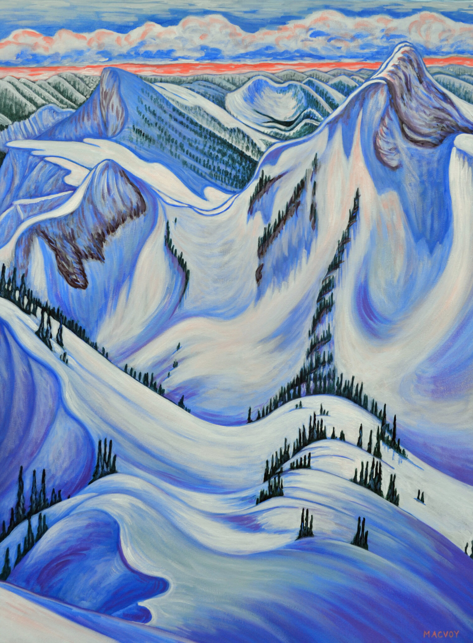 Melanie MacVoy Canadian landscape painter at Fernie Arts Co-op, art gallery downtown Fernie, BC