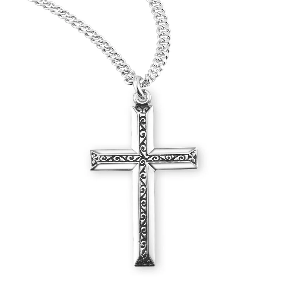 Sterling Silver Black Enameled Cross — Old Mission Santa Barbara