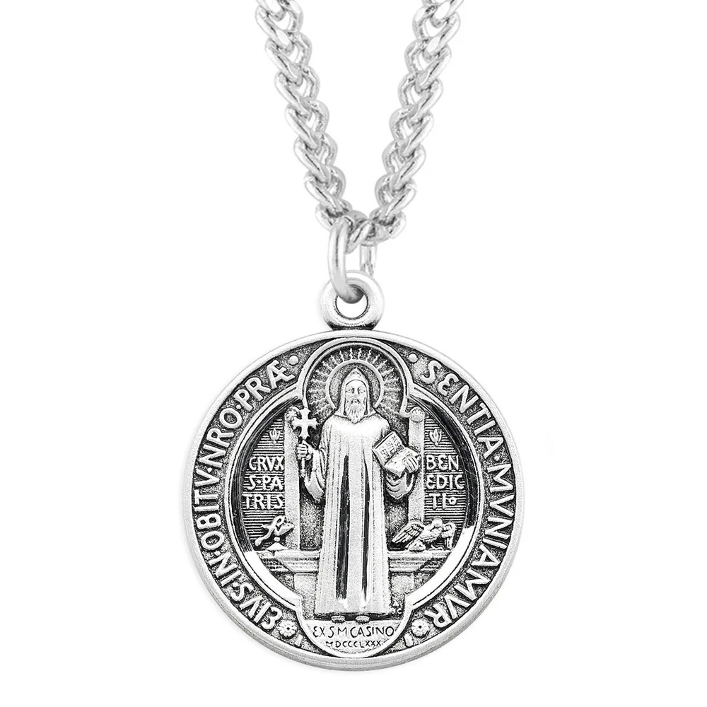 Saint Benedict Round Sterling Silver Medal — Old Mission Santa Barbara