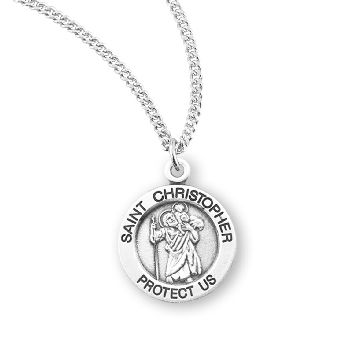 Oval Men's Saint Christopher Lacrosse Necklace + No Chain