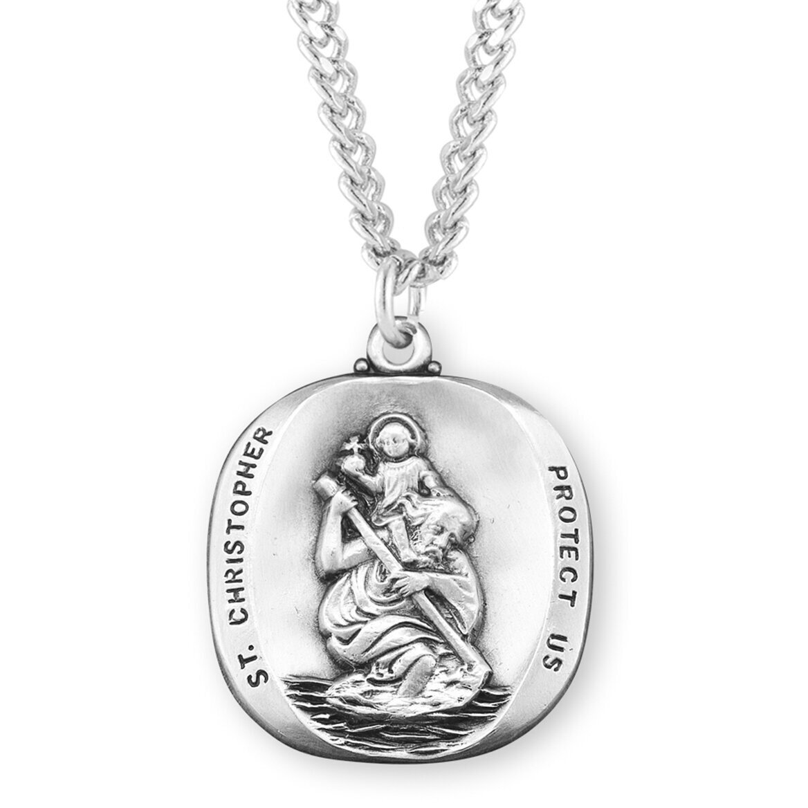 Buy Alexander Castle Children's Small Reversible 925 Sterling Silver St  Christopher Pendant Necklace - 12mm with 16