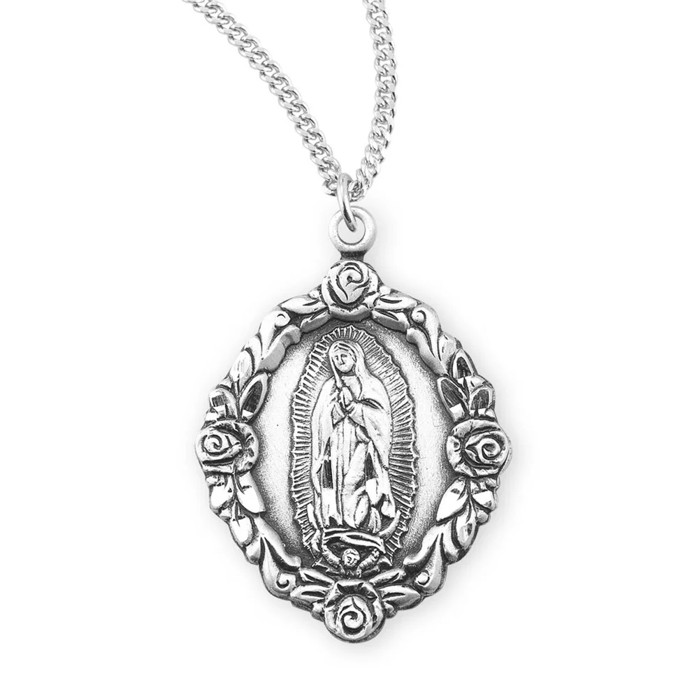 MENDEL Catholic Virgin Mary Our Lady Of Guadalupe Medal Necklace – Stainless Steel Chain