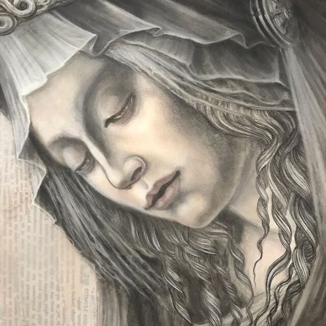 Newly completed Madonna of sorrows - Pastel on vellum with collage  #ensotattoo #ensoartscollective #columbustattoos #columbusart #asseenincolumbus #columbustattooers #columbustattoos #columbus #cbus #lifeincbus #onlyincolumbus #shortnorth #ohio #614