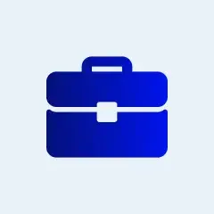 Icon of a blue briefcase on a light background