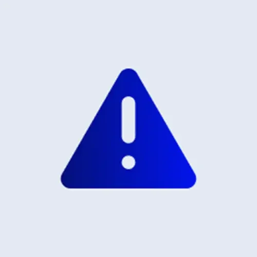 Icon of a blue caution triangle icon with an exclamation mark in the center