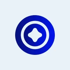 Icon of a blue circular shape with a smaller white circle and a white star-shaped design in the center.