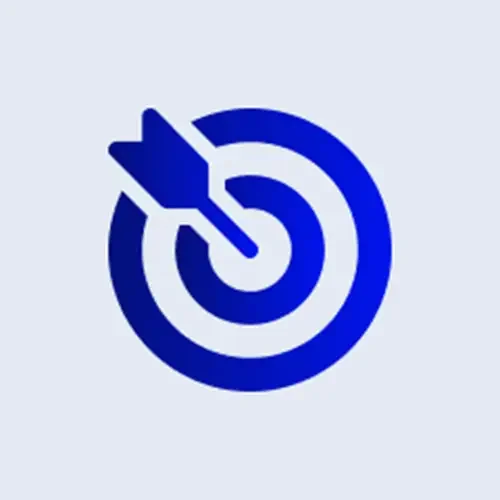 A blue target with an arrow hitting the bullseye.
