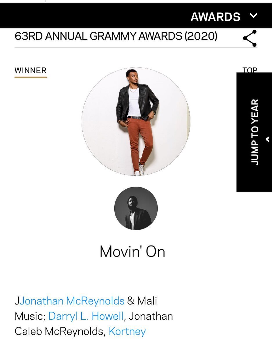 So happy for @jonmcreynolds for winning this Grammy!! I&rsquo;m beyond grateful to be a part of this amazing team! 🙏🏼 @dlemarmusic @tjmusic21 @lawjonesmusic @deewilsonlive